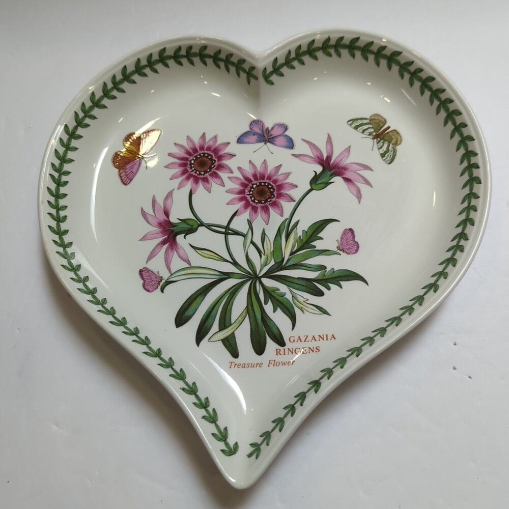 Portmeirion Porcelain BOTANIC GARDEN Heart Shaped Dish TREASURE FLOWER Britain - Picture 2 of 6